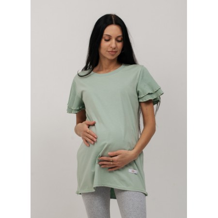 Футболка "Тетянка" для вагітних і годуючих | З секретом для годування | Бавовна | Рукавчики-крильця | Українське виробництво Оливковий